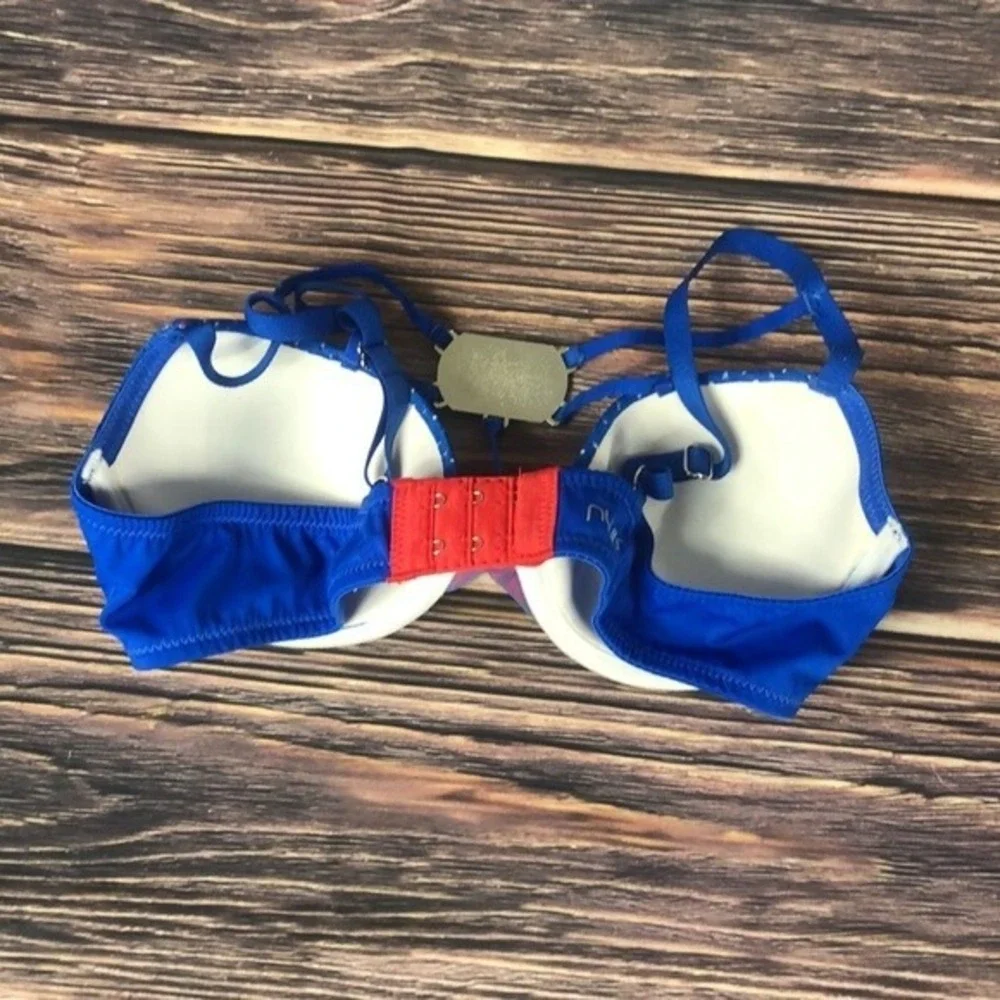 NUYU Kansas University Jayhawks KU Blue Red Mesh Bra NEW Womens Size 36C‎
